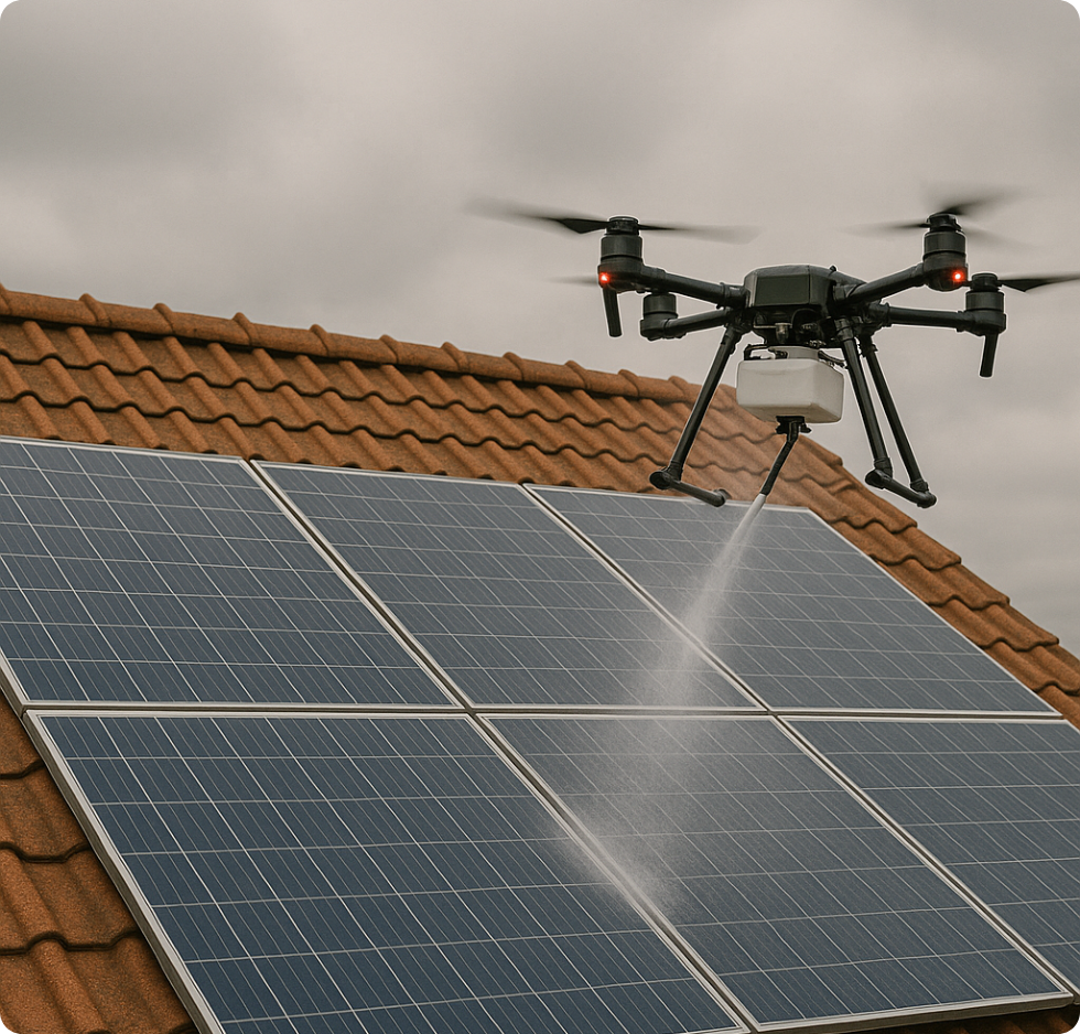 Nettoyage de panneaux solaire par DRONE 